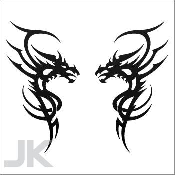 Decal stickers dragon pair of dragons tribal tattoo style 0502 xxfz4