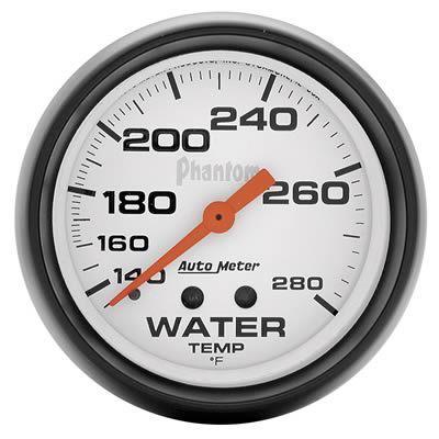 Autometer phantom mechanical water temperature gauge 2 5/8" dia white face 5831