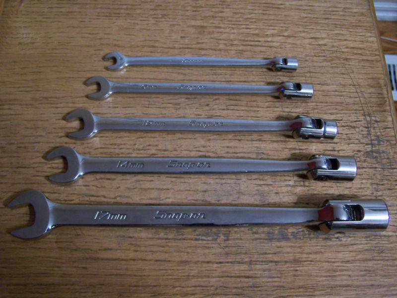 Snap-on tools 5 piece metric flex head/open end 12 point wrench set new logo 