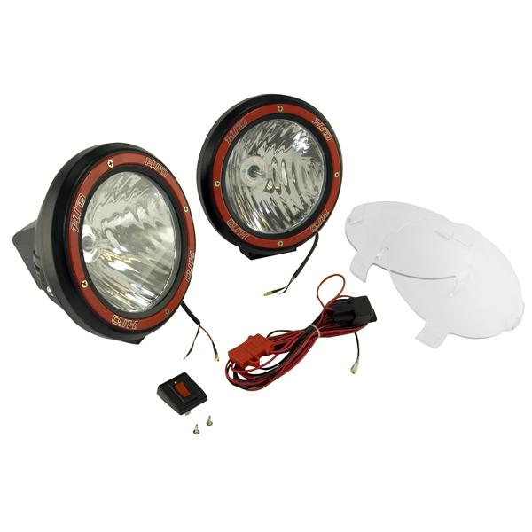 Hid 7" round off road lights-black composite pair with wiring harness