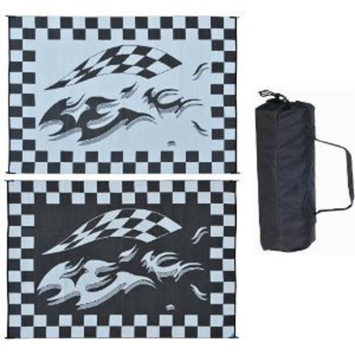 Rv patio porch camp motorhome travel trailer mat ground cover black flag checker