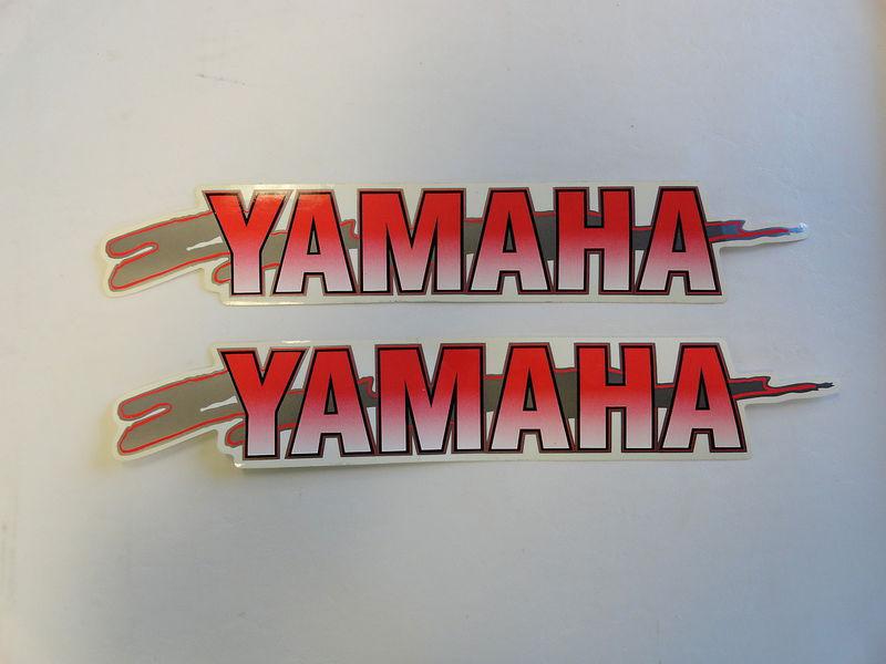 Yamaha decal pair (2) red/silver/black 16" x 2 1/2" marine boat
