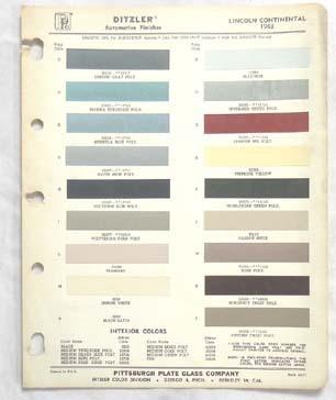 1963  lincoln  ppg  color paint chip chart all models  original