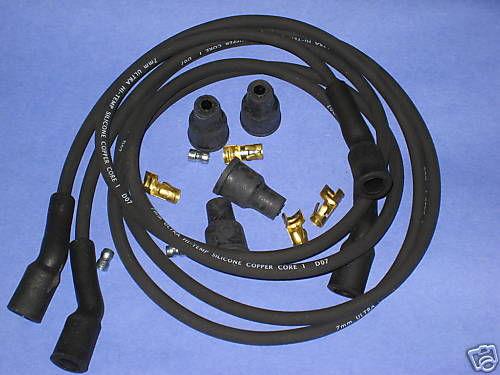 Spark plug wire silicone copper core 7mm black 49" wires set dyna triumph t140