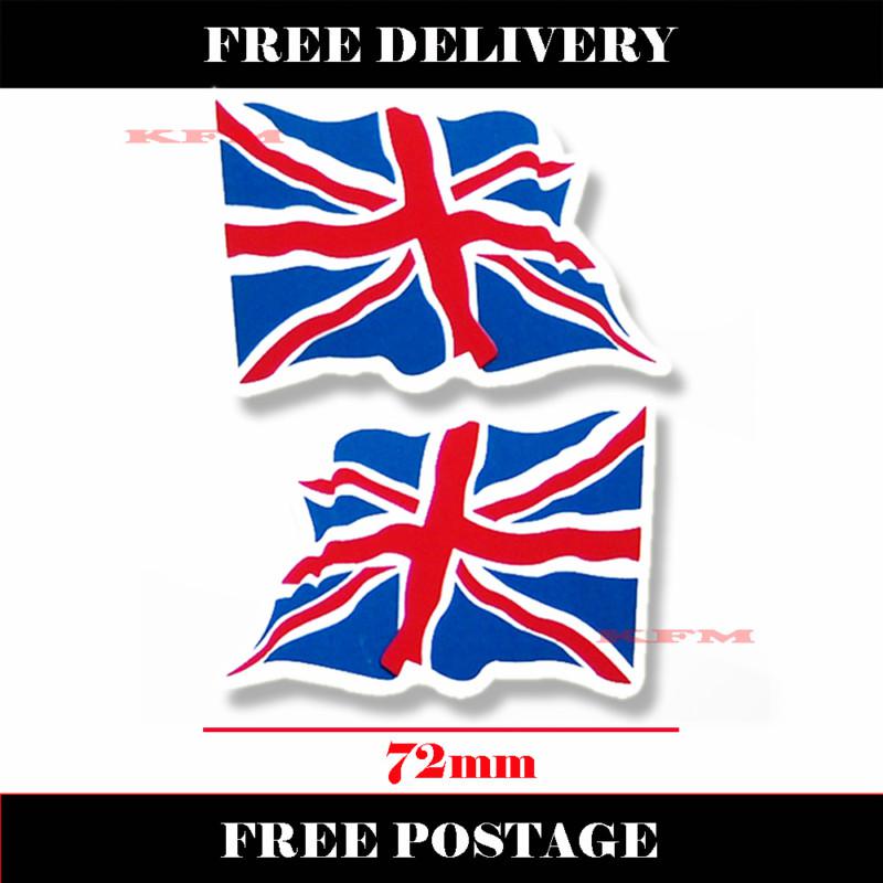 Pair of union jack gb flying flags decal sticker ~free p&p~