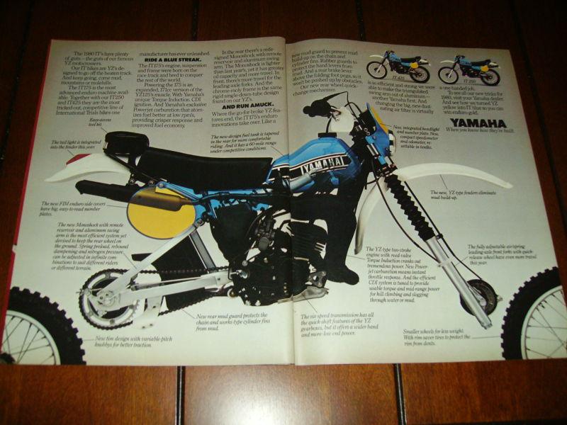 1980 yamaha - it 175 - it 250 - it 425   ***original 2 page  ad***