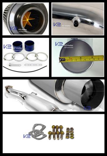 94-97 accord 2.2l l4 cold air intake+catback exhaust muffler w/ silencer