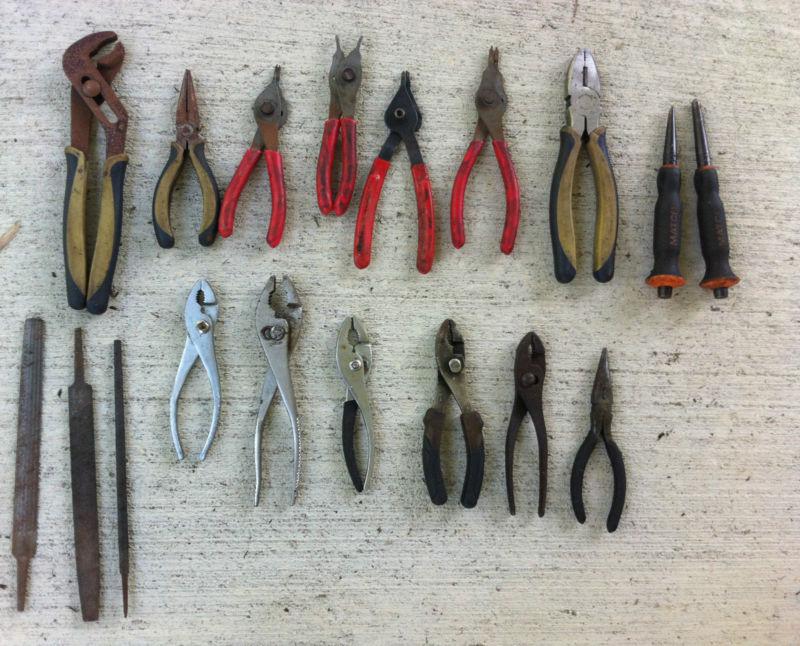 Snap on, matco mixed lot of 18 pc pliers and files!