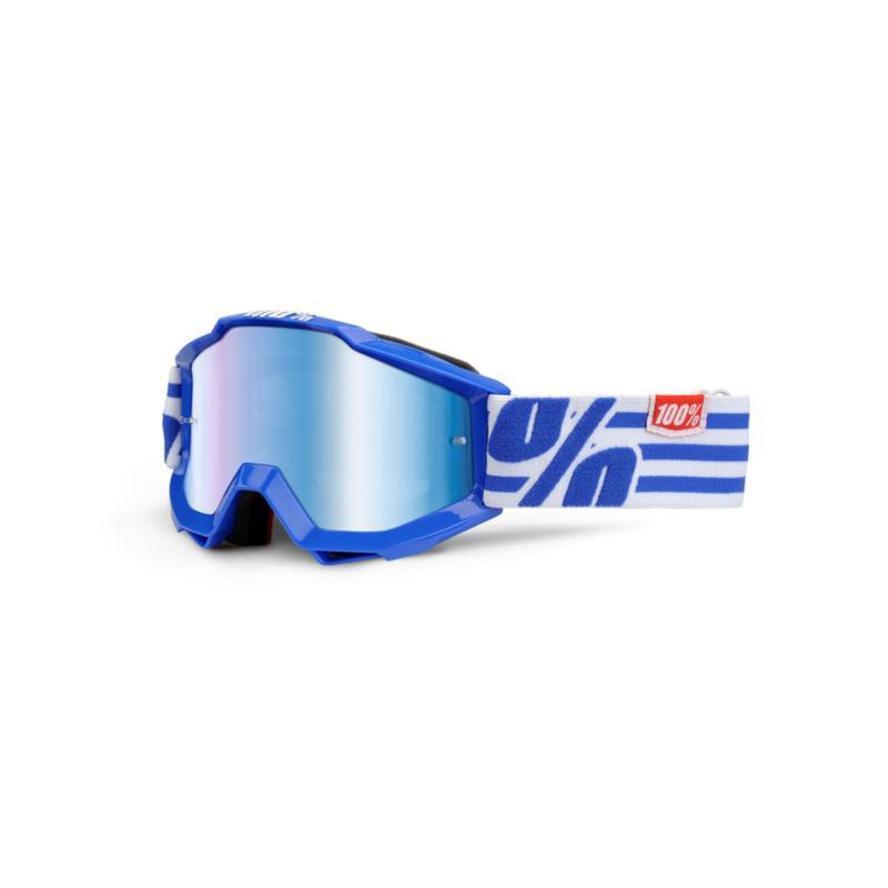 New 100% accuri jr adult goggles, nimitz, with mirror blue lens