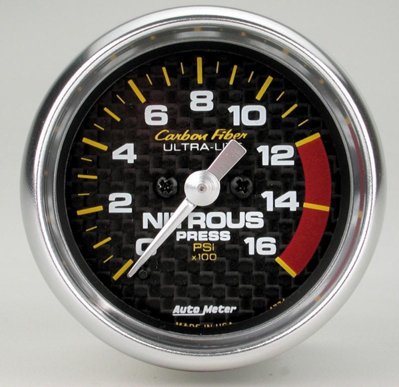 Auto meter 4774 carbon fiber nitrous pressure ultra-lite 0-1,600 psi analog