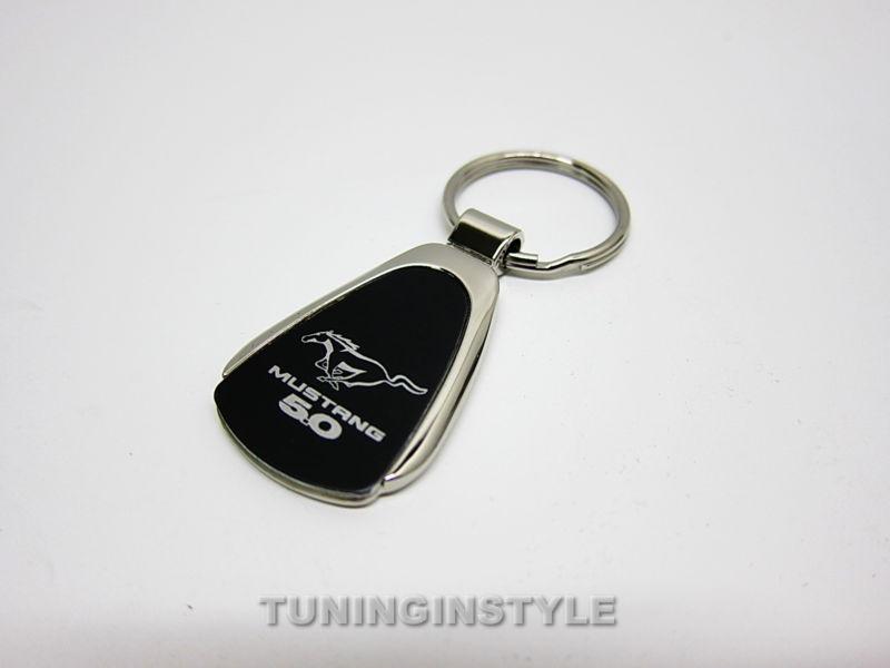 Ford mustang 5.0 black teardrop keychain official licensed laser engraved fob