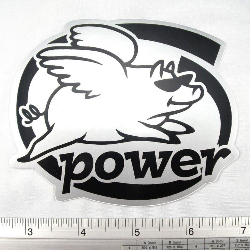 Power pig car sticker decals non reflective 3.5x4.25" silver black