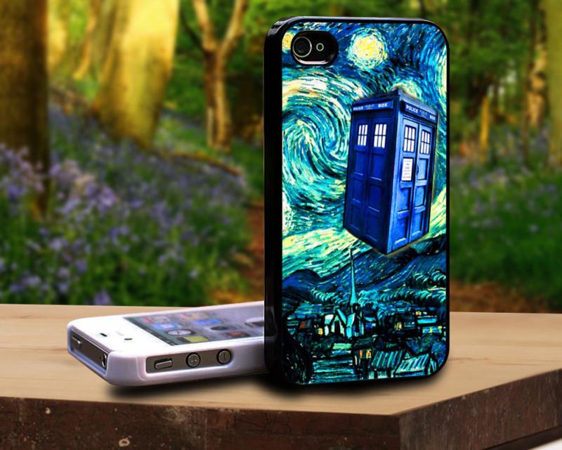 Van gogh tardis doctor who starry night art painting apple iphone 5 hard case