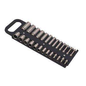 Lisle tools 40130 1/4" magnetic socket holder - black - holds 26 sockets