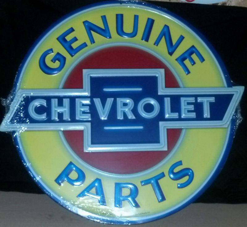 Nostalgic embossed genuine chevrolet parts 18" round sign