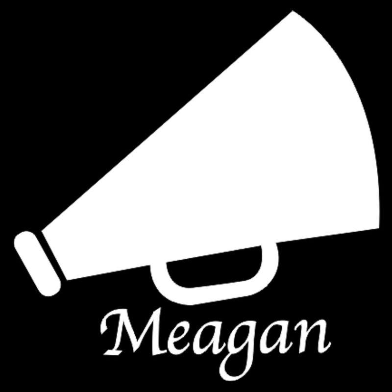 Custom vinyl cheerleader megaphone with name car window decal / sticker