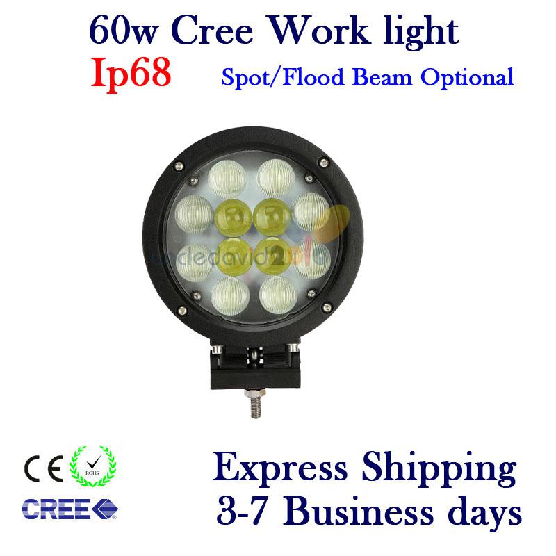 7" 60w cree led work light driving flood beam offroad car truck ute replace hid