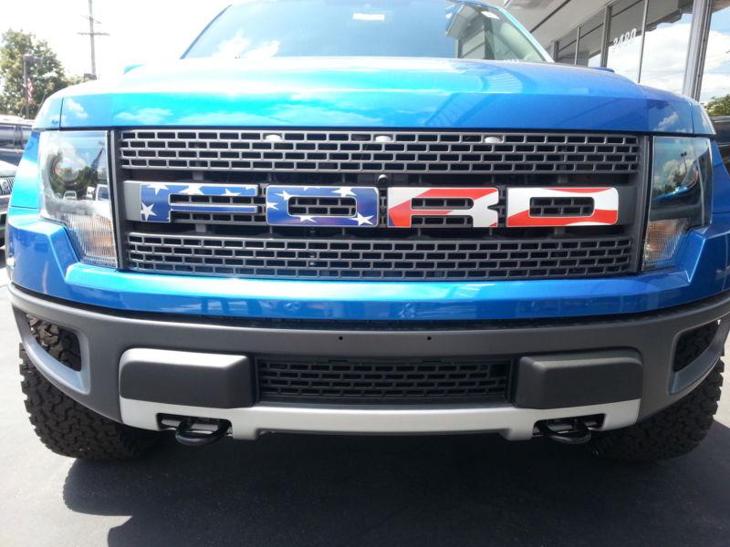 2013 ford raptor grille emblem decal waving american flag usa