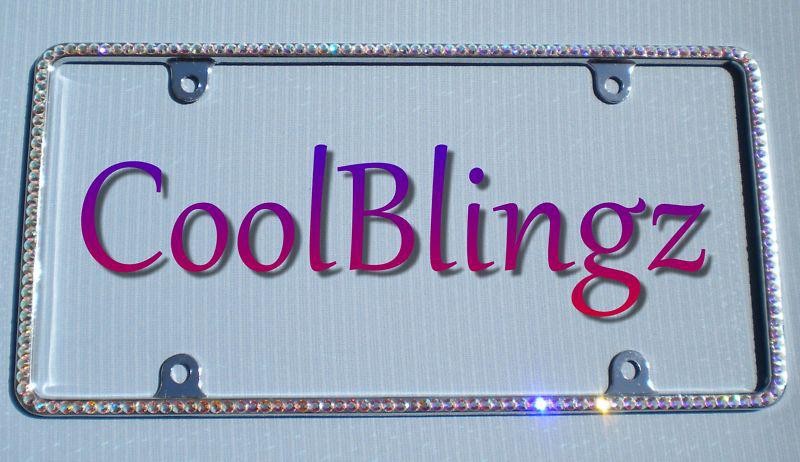 Small crystal ab rhinestone license plate frame bling made w/ swarovski elements
