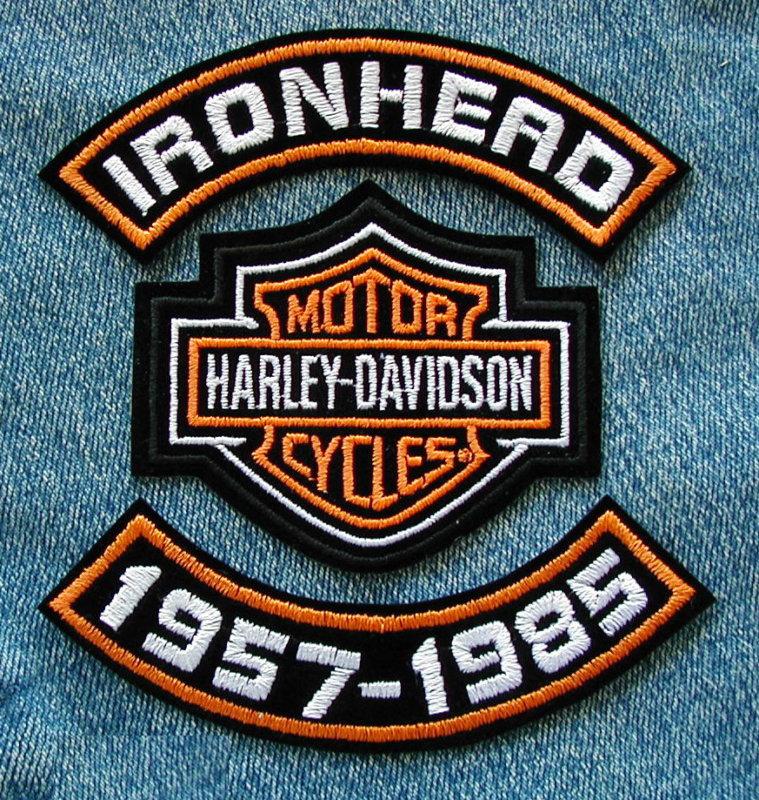 4" ironhead 57-85 rocker set w/ harley davidson motorcycle biker center patch 