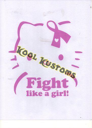 Vinyl decal sticker ..hello kitty breast cancer ribbon...car truck window.laptop
