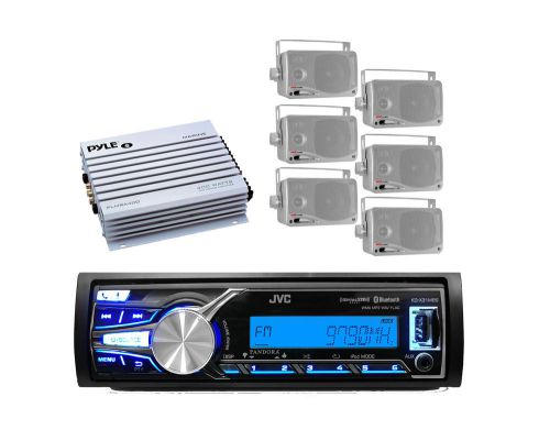 New jvc marine car usb ipod aux input radio bluetooth, silver speakers, 400w amp