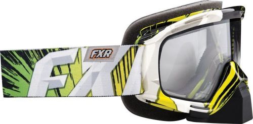 Fxr mission snowmobile mx atv goggles- black / green - one size -new
