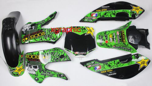 Decals emblems stickers black plastics 02-08 kawasaki klx110 kx65 dirt bikes 6