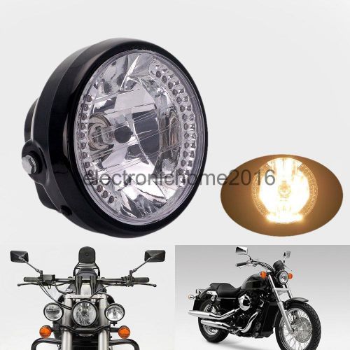 7" motorcycle headlight projector for harley amber led turn signal light