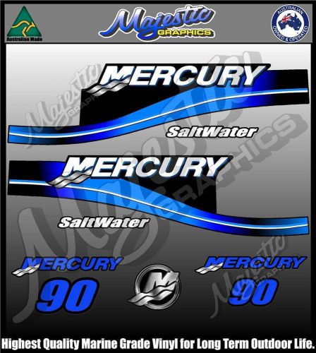 Mercury 90hp - saltwater - decal set - outboard decals