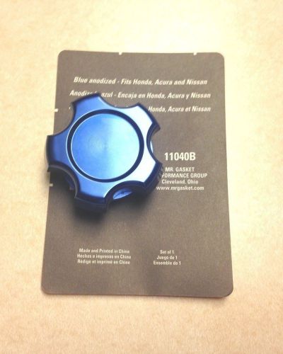 Mr gasket blue anodized screw in o/filler cap fits honda, acura nissan  #11040b
