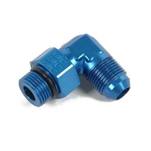 Earl's performance coupler 90 degree -12 an male--10 an o-ring male blue