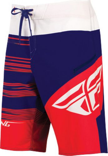 Mens fly racing's influx red white &amp; blue boardshorts swimsuit sizes 28-40