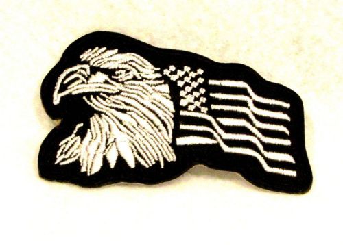 Eagle and flag white on black small badge for biker vest motorcycle patch