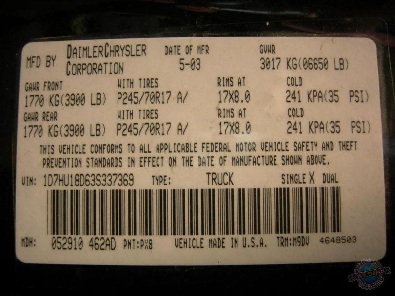 TRANSMISSION DODGE 1500 PICKUP 619767 03 5.7L AT 112K, US $349.99, image 11