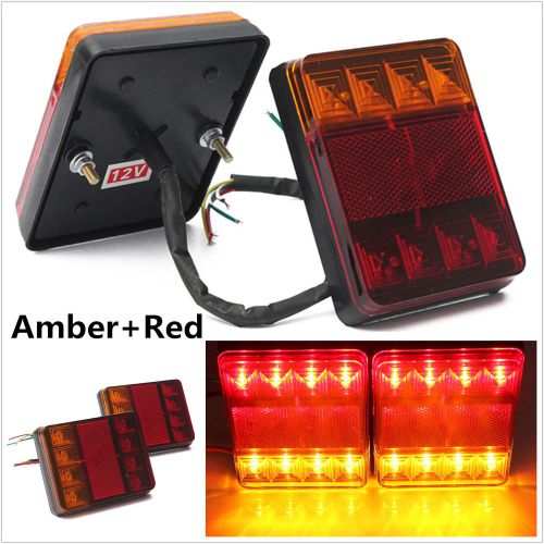2x trailer rv truck caravans boat 8led stop brake rear tail turn indicator light
