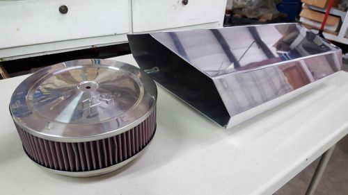 Stealth tall single 4500 carb scoop polished billet w/k&amp;n 9" flame arrestor