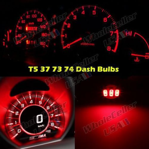 10x nos bright red t5 wedge 3-smd instrument cluster led light bulb for nissan
