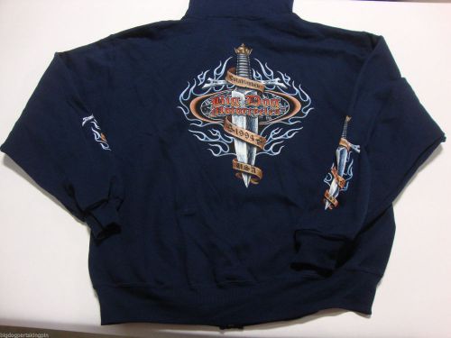 Big dog motorcycles blue dagger zip sweatshirt w/ sleeve-front-back design