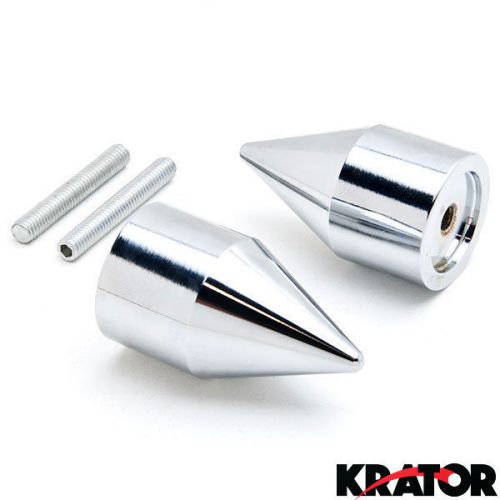 Pair chrome spiked handle bar caps ends weights sliders for suzuki motorcycles