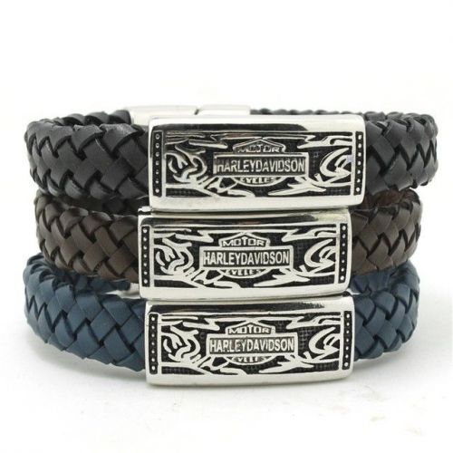 Bracetelet harley logo in black leather