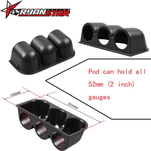 Wilsondyno universal 2&#034; 52mm 3 triple 3 hole dash gauge pod mount holder black