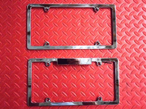 License plate tag frame set chromed front billet with matching lighted rear new