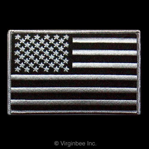 Usa flag 4" x 2.5" m subdued black-gray color biker vest jacket embroider patch