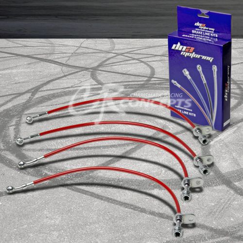 High performance stainless steel braided brake line/hose for 97-01 prelude red