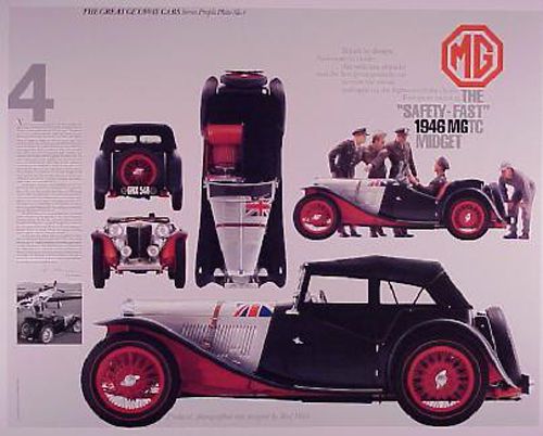 Mg tc midget 1946-the great getaway cars, laminated with defects car poster!