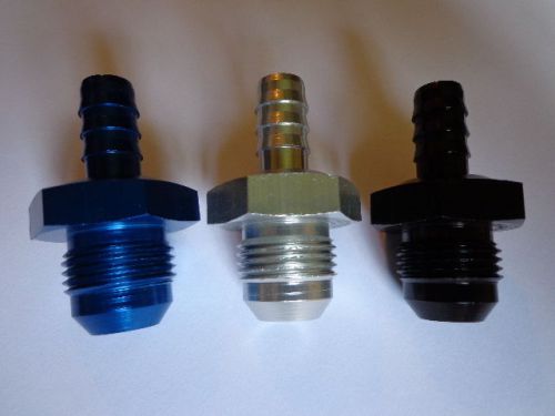Blue fitting for  fuel line 8an male threads to 3/8" barb