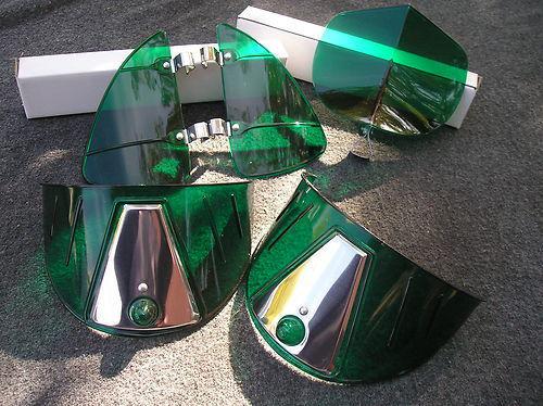 New green vintage style hood bug / vent deflectors / head light visors !