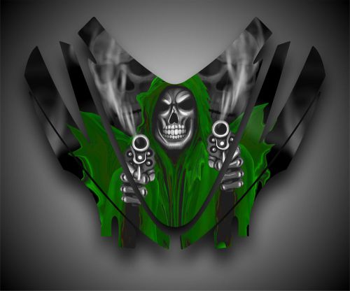 Arctic cat m7 m8 m1000 crossfire 05-11 graphics decal kit hood grim reaper green