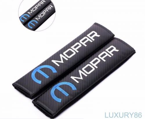 2pcs  carbon fiber &amp; embroidery car seat belt cushions shoulder pads for mopar